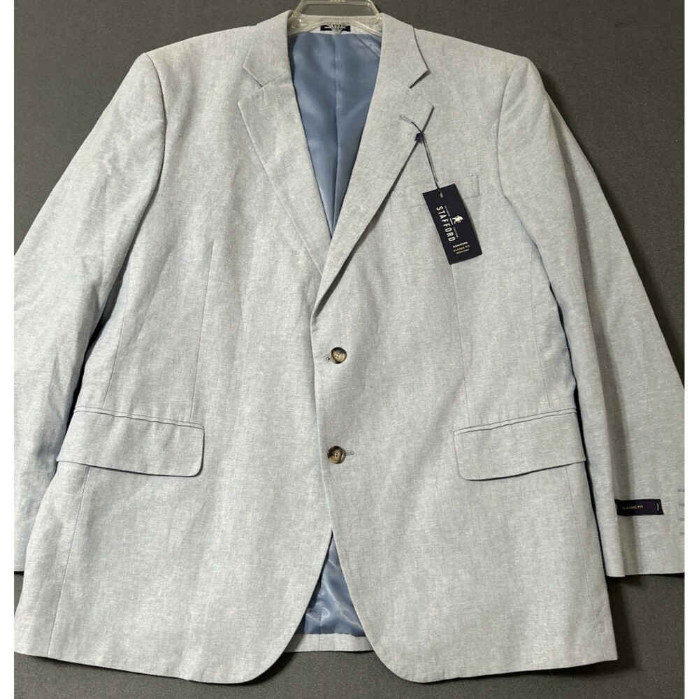 NWT Stafford two-button sport coat Classic Fit Light Blue Sz 46 R